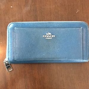 Blue coach leather wallet. Well loved.